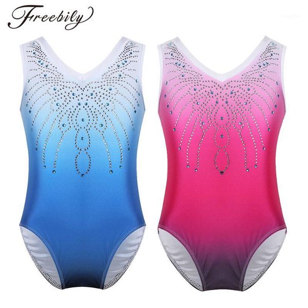 

girls ballet leotard children teens gymnastics leotards sparkly rhinestone skate ballet dance costumes unitards for girl kids1, Black;red