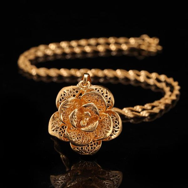 

2020 fashion yellow gold hollow flower necklaces pendants for woman water wave chain collar chokers collier femme jewelry gift, Silver