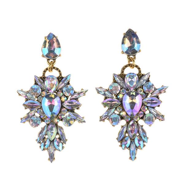 

fashion luxury glass crystal drop earrings women ethnic statement big earring female jewelry party long dangle earrings, Silver