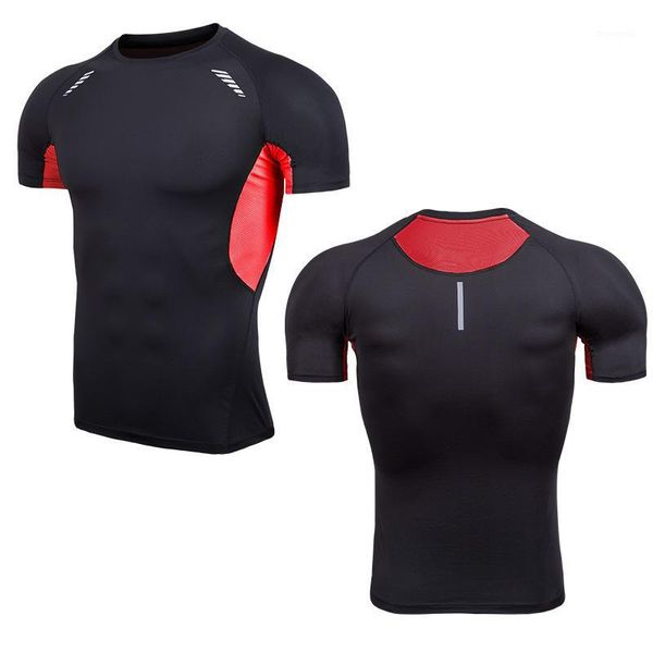 

2020 fitness clothes tight sport t-shirt outdoor printing running t-shirts men quick dry rashgard men compression tennis jersey1, Black;blue