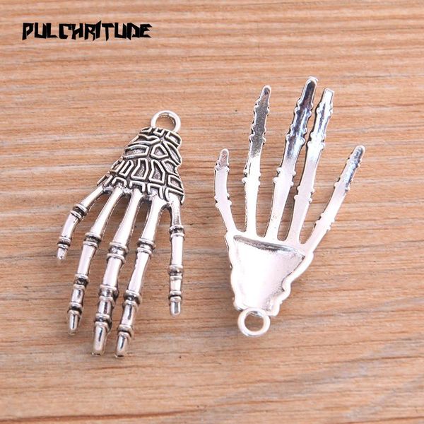 

6pcs 214m два цвета черепа лапка подвески хэллоуин подвеска вспомогательного оборудования заключений diy vintage choker ожерелье wmtulz lott, Bronze;silver