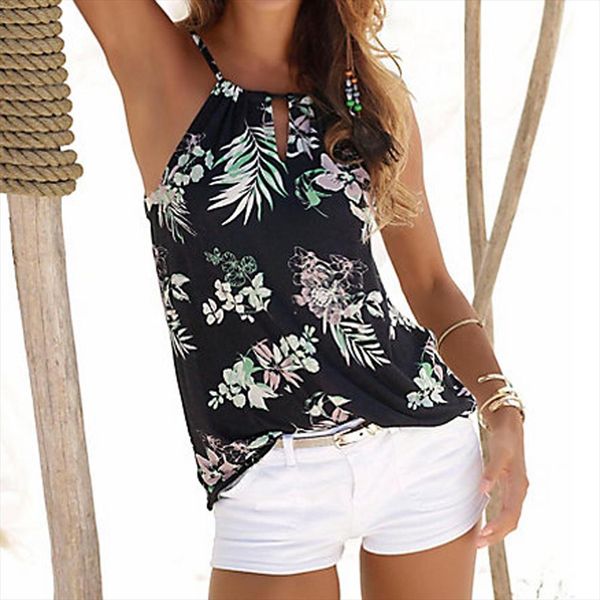

sleevess tank camisolespreferential женщины женщин цветочный лето strappy vest top рукавов рубашки повседневная топы женская одежда, White