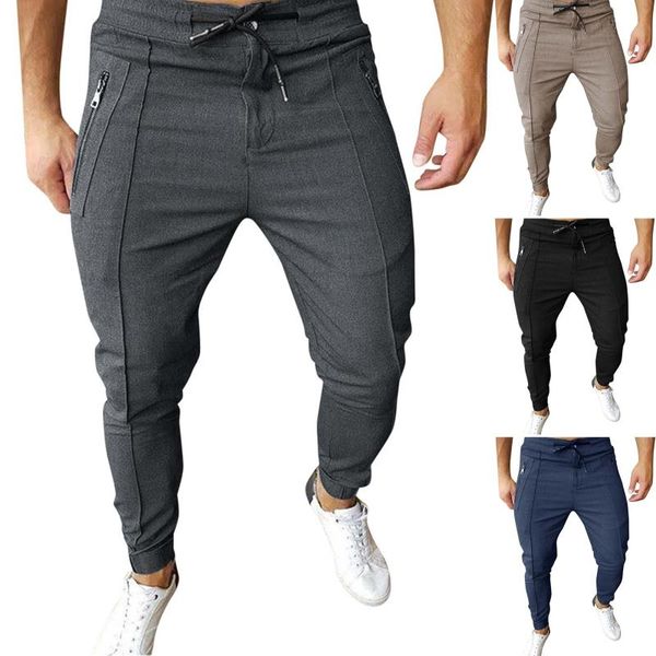 

new casual joggers pants cargo solid color men cotton elastic long trousers pantalon homme army 2021 pants men leggings, Black