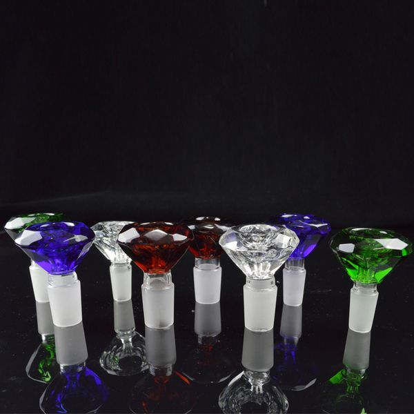 14 mm 18 mm Color embriagador Tazones de vidrio masculinos Diseño de diamante Tuberías de agua Bongs Tazones Tazón de vidrio lindo multicolor de alta calidad para fumar Venta