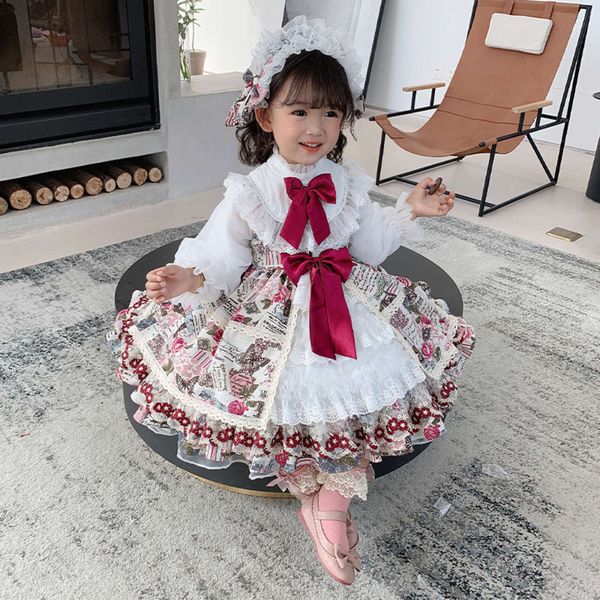 

baby princs children's cloth skirt girls' lolita autumn drs, Red;yellow