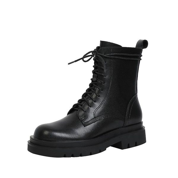 

boots women's autumn large size fashion 35-43 boots; thick-soled british style lace-up short black shoes