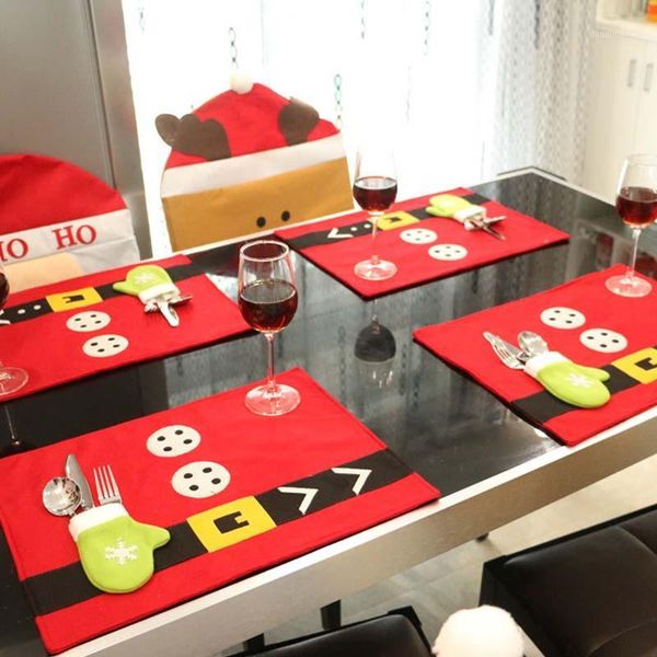 

1pcs christmas decorations silverware holders santa clause snowman elk fork knife pockets dinner table decor home decoration1