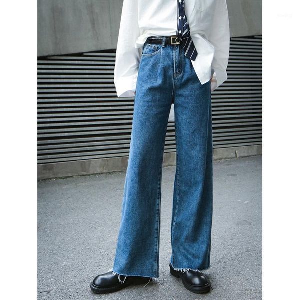 

blue long leisure burr temperament wide leg jeans new high waist loose women trousers fashion spring autumn 2020 v3311