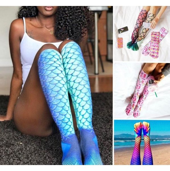 

mermaid 3d print socks mermaid tail beach socks lady mermaid stockings fashion knee high socks fish scales sock long b jllgrl bdebag
