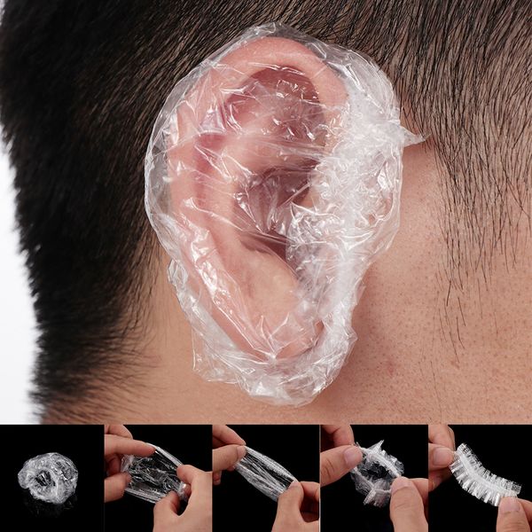 

100pcs disposable hair waterproof transparent ear cover bath shower salon ear protector household dyeing earmuffs