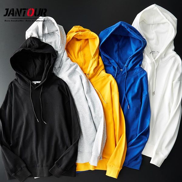 

men's hoodies & sweatshirts jantour 2021 solid pullover male fleece casual hoodie hip hop streetwear skateboard men hoody hooded, Black
