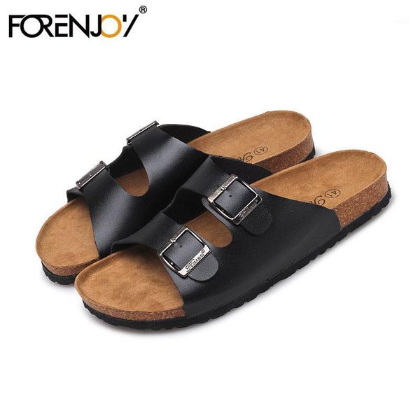 

slippers forenjoy men's 2021 cork buckle summer non-slip beach cool large size mens outdoor unisex1, Black