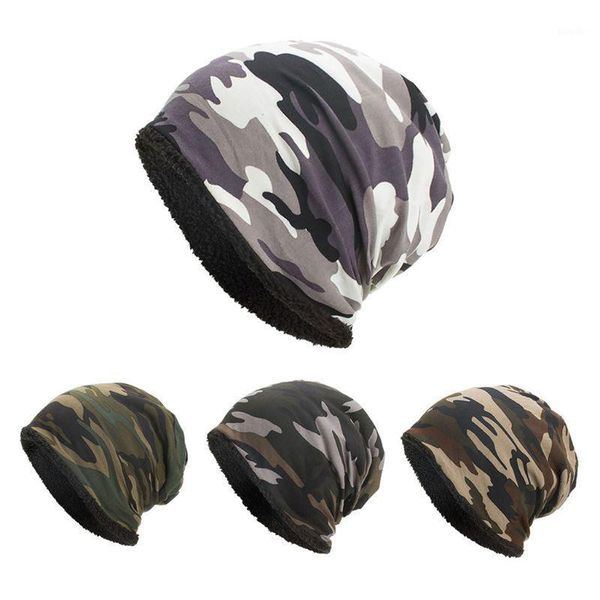 

winter warm baggy beanie hat camouflage faux fleece lined ski skull cap1