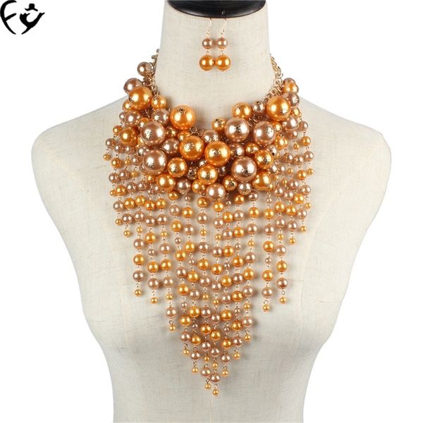 

europeans and americans exploded and exaggerated jewelry multi-layered tassels exquisite necklace fy19022304 y200730, Silver