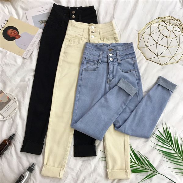 

2020 autumn and winter new veet jeans women's high-waisted slim stretch ny nine-point pencil pants, Blue