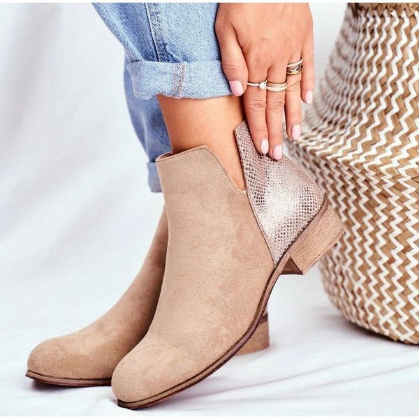 

new women ankle boots suede pu leather shoes short zipper low heels ladies pointed toe plus size autumn 2020 fashion ladies #hl4w, Black