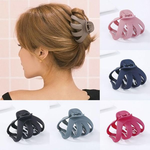 Grampos de cabelo Barrettes Grip Plástico Banhando Garra Chegada Estilo Coreano Simples Matte Cor Sólida Mulheres Estilo Acessórios