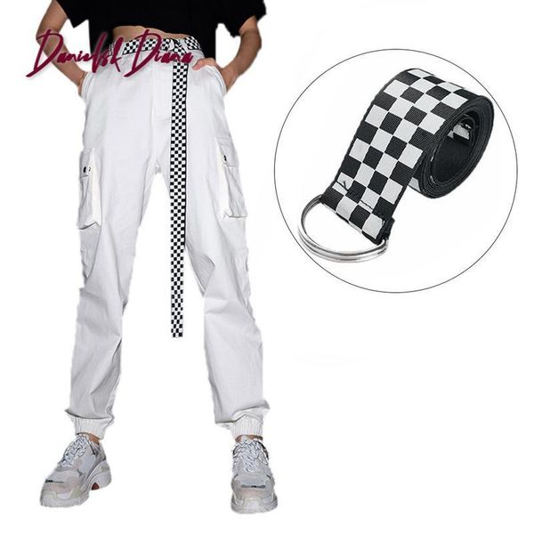

rapcopter women checkerboard belts cummerbunds canvas waist belts casual checkered 2020 waistband 135cm black white plaid belt, Black;brown