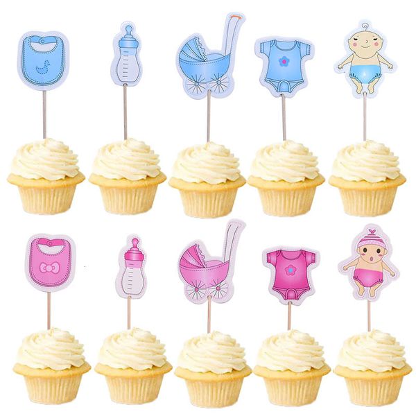 

20pcs ers boy&girl happy cupcake er for kids birthday party baby shower gender reveal cake decor supplies