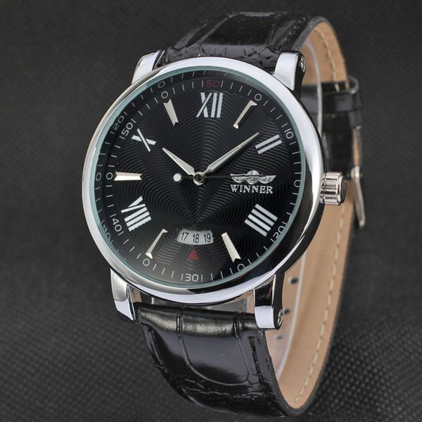 

leisure winner fashion simple men's swiss automatic mechanical watchu4ss, Slivery;brown