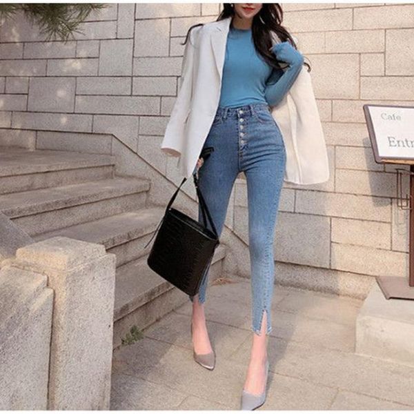 

women push up jeans skinny button zipper clothing new fashion female summer autumn winter jeans pencil pants, Blue