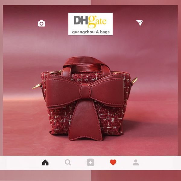 

crossbody bag bowknot lovely girl bag college fairy wine red japan and south korea wl-66