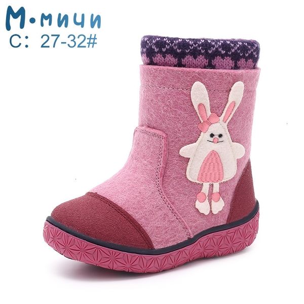 

mmnun boots for girls felt boots wool kids boots with rabbit winter shoes for girls size 23-32 ml9440 y200104, Black;grey