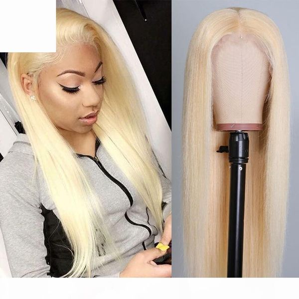 

brazilian indian hair #613 straight full lace human hair wigs peruvian pre-plucked human hair blonde lace front wigs, Black;brown