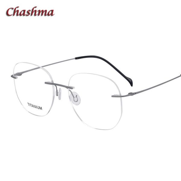 

fashion sunglasses frames rimless titanium women round light eyeglasses men glasses myopic frame optical eyewear prescription, Black