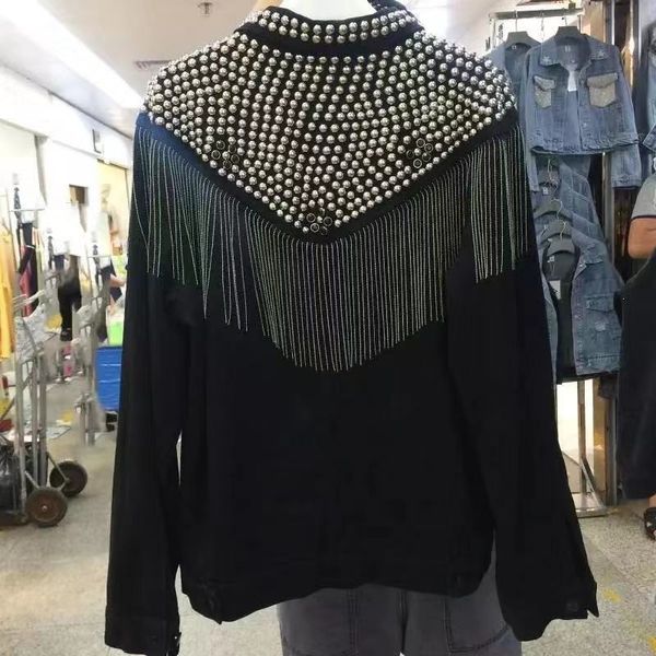 

denim jacket women xintiandi sherpa streetwear trending products womens jackets and coats 201120, Black;brown