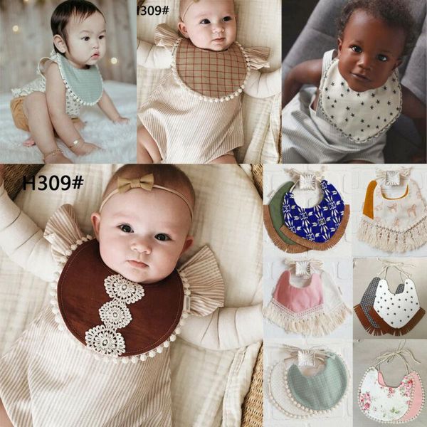 

newborn baby boy girl kids floral bibs waterproof saliva feeding apron babadore, Slivery;white