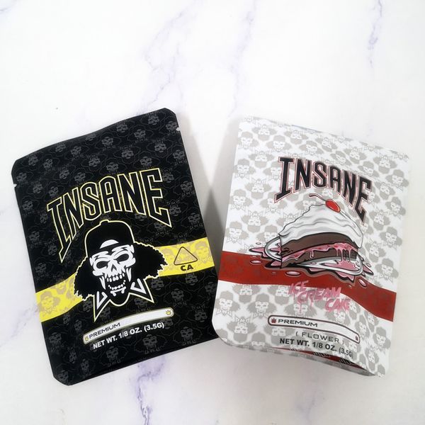 

3.5g mylar bags insane bag smell proof bags vape packaging for dry herb vaporizer mylar zipper bag ing