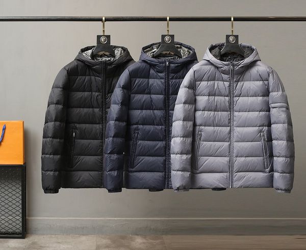 

new winter and winter hooded down jacket for men high-end men warm and lightweight white duck down coat, Black