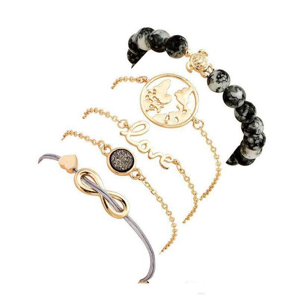 

бесконечность браслет бисер tortoise love heart wrap карта браслет многослойные 5шт / комплект браслеты браслеты мир любовь bbyyy bdehome, Black