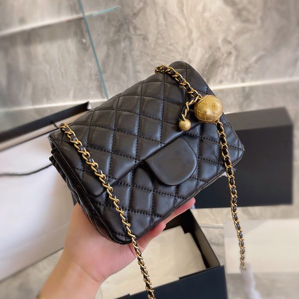 

classic mini flap square lambskin bags genuine leather gold ball adjustable shoulder strap turn lock luxury designer purse cosmetic vanity h