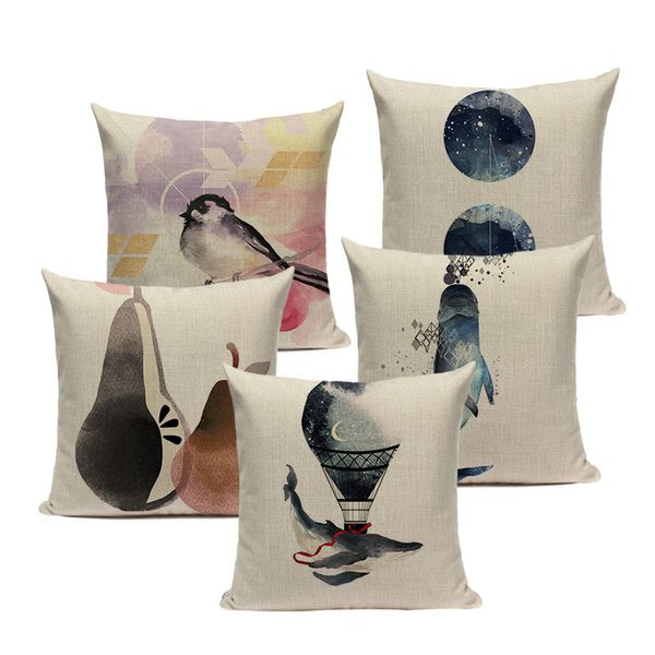 

nordic blue geometry decorative cushion covers cute room car home linen pillow case square one side print custom throw pillows