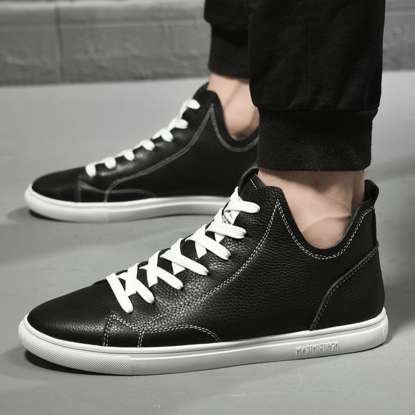 

winter warm shoes boots 's casual outdoor plush snow wear buckle strap lace up non-slip ankle for men, Black
