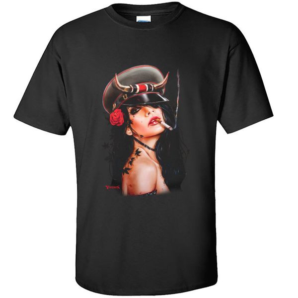 

sport captain howdy smoking pin up girl tshirt boogie printing comics vintage poster men's t shirt custom drop shipping