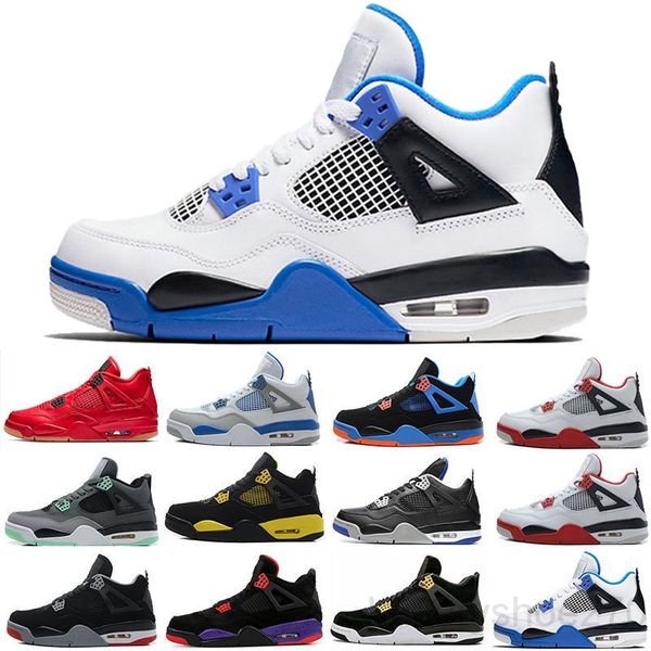 

men 4s basketballs shoes 4 starfish blue neon new fire red pine green royal toe mens sport sneakers trainers size 7-13 fg6p, Black