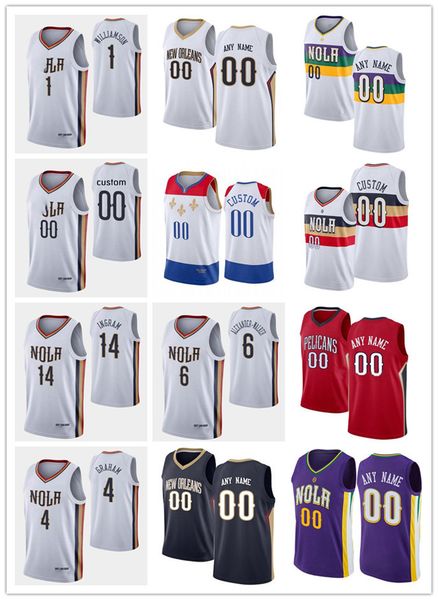 

75th custom zion 1 williamson brandon 14 ingram devonte cj 3 mccollum 4 graham basketball jerseys, Black;red