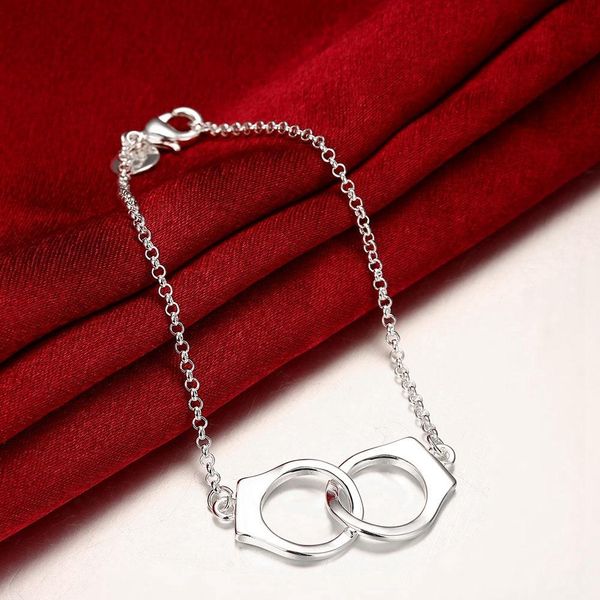 

new silver color jewelry fashion valentine's day gift creative european style charm handcuffs bracelets bkh006 h sqcbas, Black