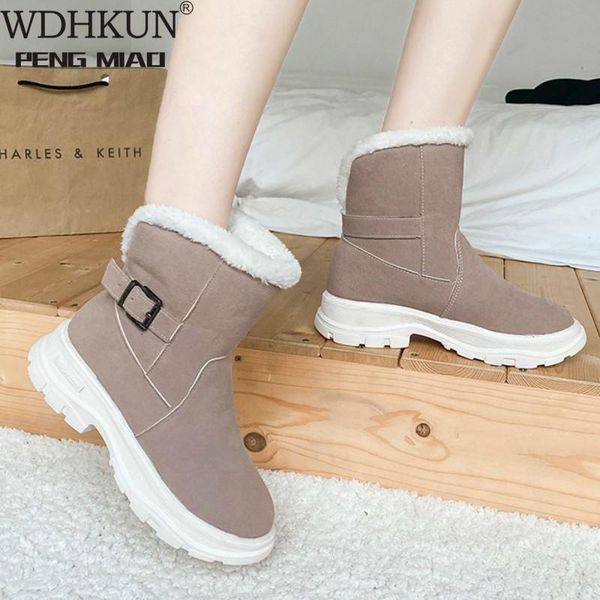 

новая корова замша осень и зима сапоги платформа женщин сапоги комфорт теплый вскользь тапки размер большой размер 43 casual, Black