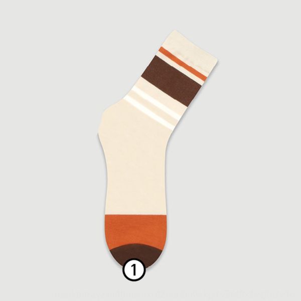 

new south korea cotton and sockskiki medium tube men's socks wide stripe business men's medium waist cotton socks simple in autumn, Black