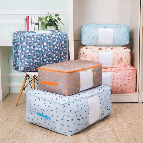 

storage bags thicken oxford cotton quilt bag cartoon package organize soft box moisture resistant clothing toys storage1