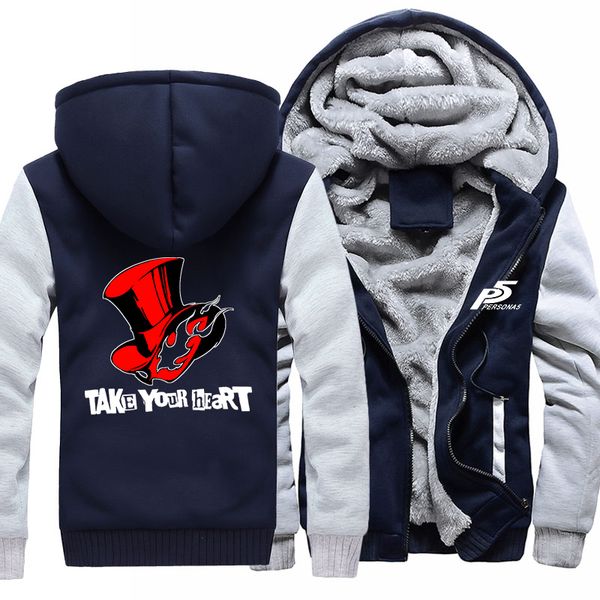 

2021 new us size men hoodies game persona 5 coat hoodie winter ren amamiya cosplay warm thicken jacket sweatshirts dqkq, Black