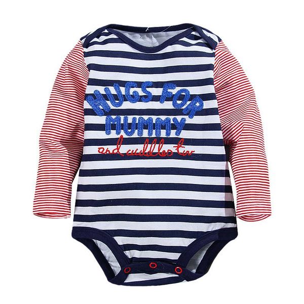 

rompers stripe long sleeve baby boy bodysuits born body clothes toddler t-shirts roupas embroidery quality, Blue