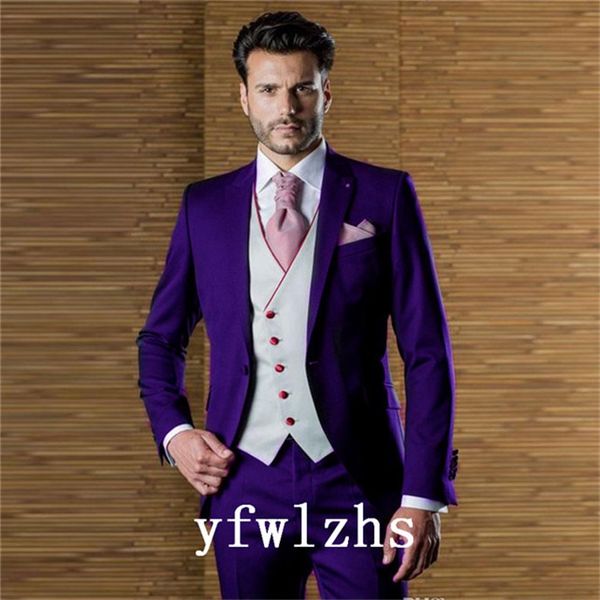 

classic one button groom wedding peak lapel men muits mens wedding suits tuxedo costumes de pour hommes men(jacket+pants+tie+vest) w669, Black;gray