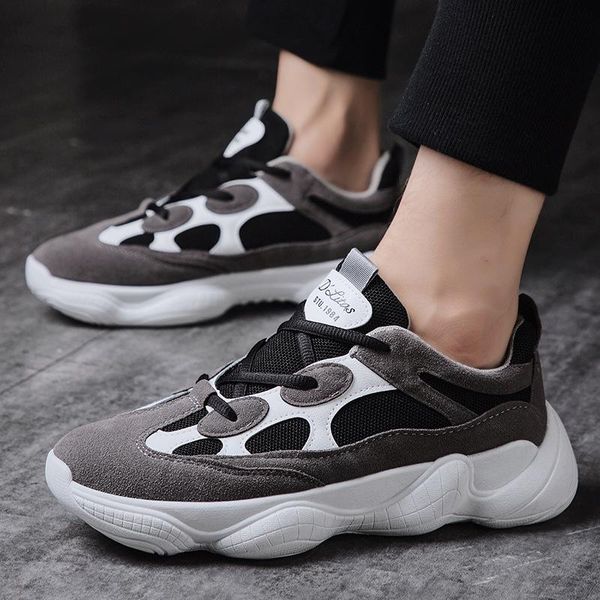 

brand men sneakers new flock+mesh casual shoes man platform loafers breathable spring autumn summer fashion trainer, Black