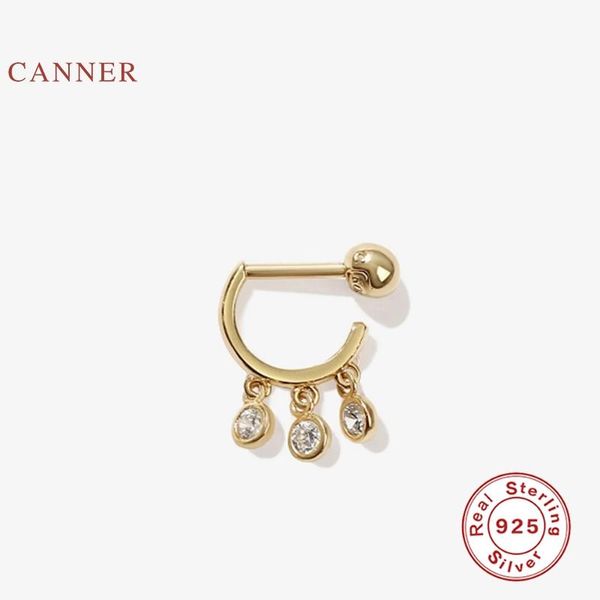 

hoop & huggie canner pierced diamond earrings hoops 925 sterling silver for women jewelry earring pendientes brincos, Golden;silver