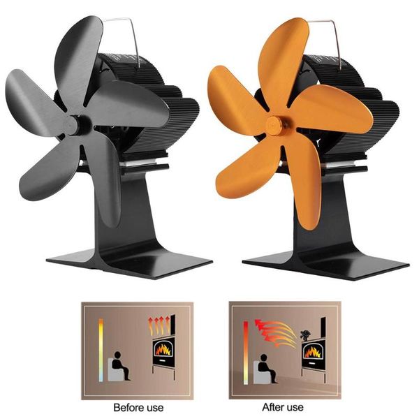 

effecient 5 blades heat powered stove fan log wood burner ecofan quiet black home mini fireplace fan efficient heat distribution